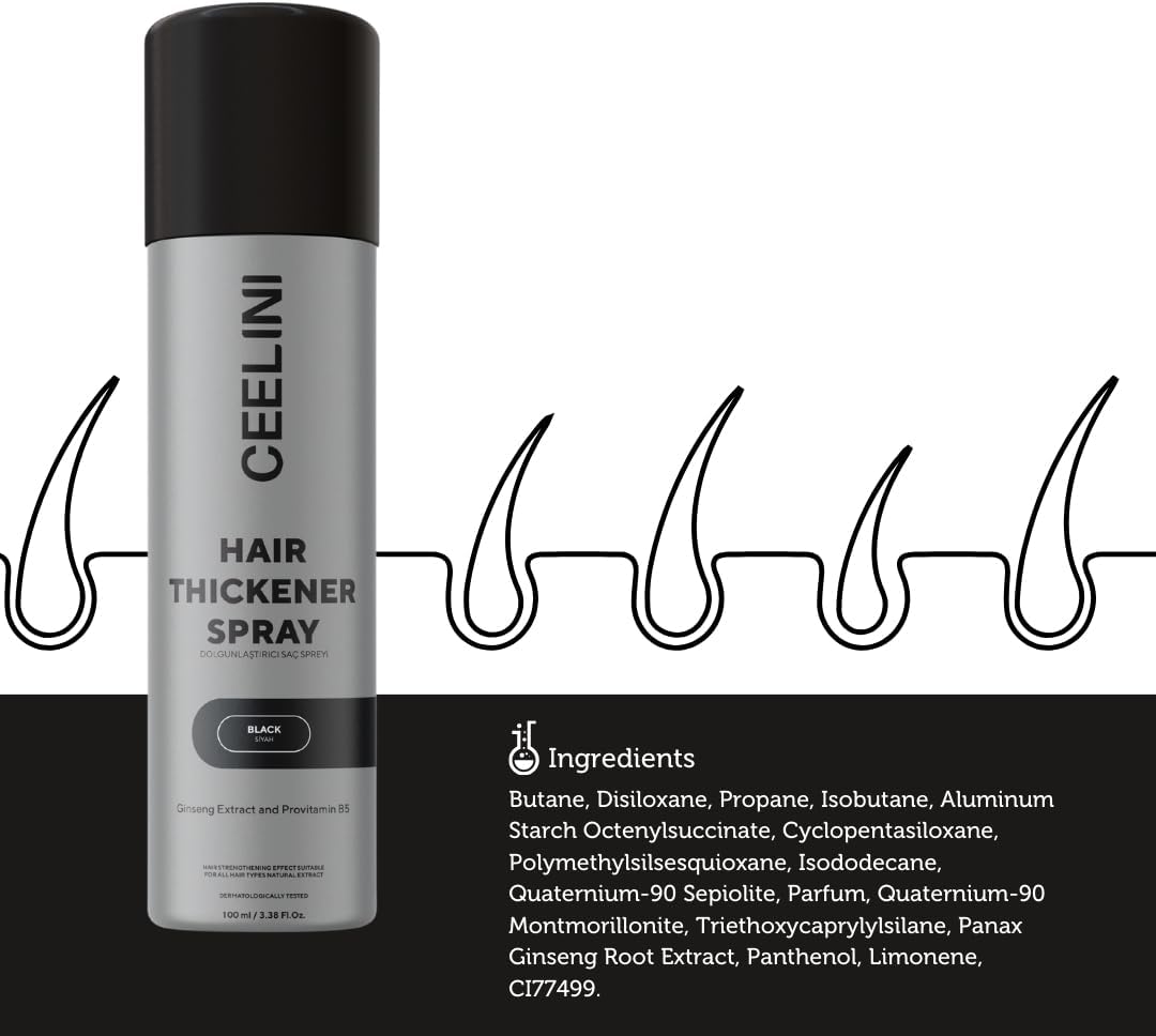 Ceel Haarverdichtungsspray mit Keratinfasern – natürliches Volumen und volleres Haar in 15 Sekunden (100 ml)
