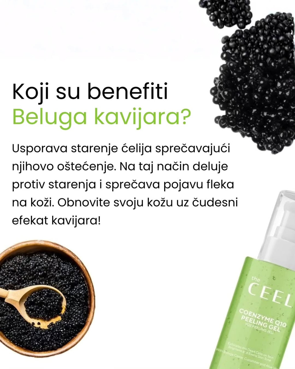 Gesichtspeeling-Gel mit Beluga-Kaviar-Extrakt und Coenzym Q10